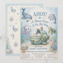 AHOY! Convite de Chá de Bebê do Futuro Diver com B
