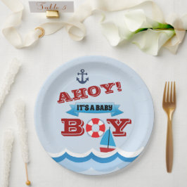 Ahoy É Um Bebê Menino Prato de Papel