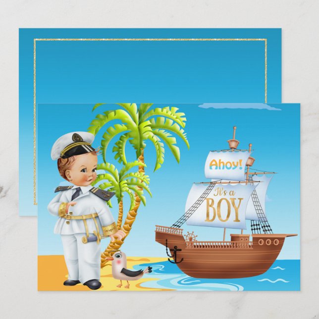 Ahoy, é um convite para Chás de fraldas (Frente/Verso)