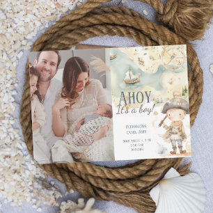 Ahoy é um garoto pirata Anúncio de nascimento da a