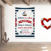 Ahoy, é um menino! Boat Chá de fraldas Náutico Bem