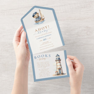 Ahoy, é um menino! Chá de fraldas náutico minimali