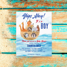 Ahoy its a boy Noahs Ark baby shower budget invite