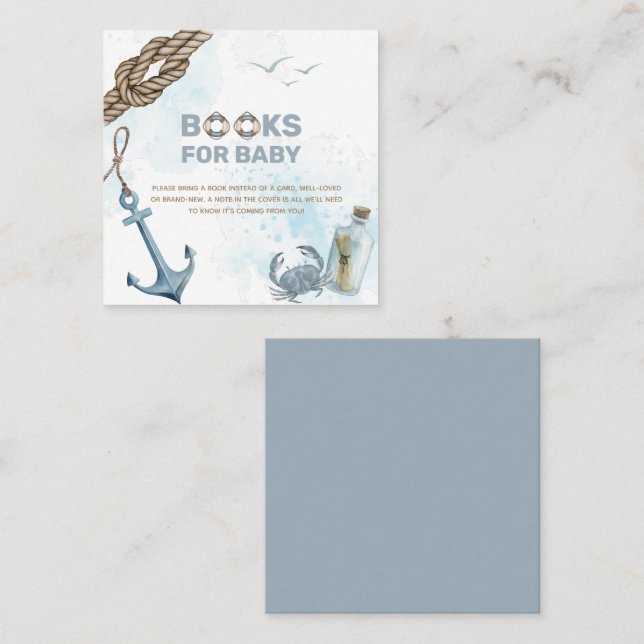 Ahoy! Livros de Chá de fraldas náutico para cartão (Frente/Verso)