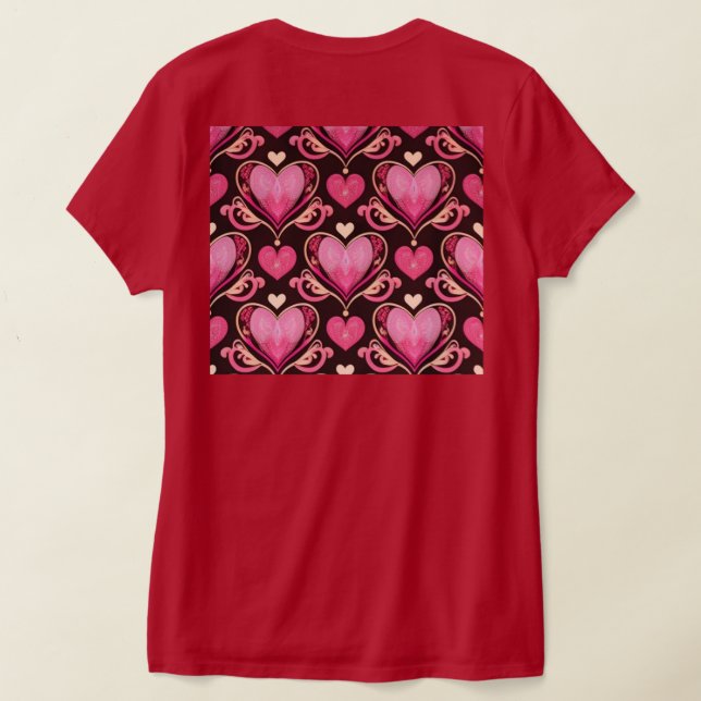 AI Art Pink Hearts Red Women's T-Shirt (Postura das costas)