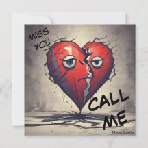 AI Transferível Cartões de Chamada Coração Quebrad