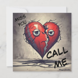 AI Transferível Cartões de Chamada Coração Quebrad