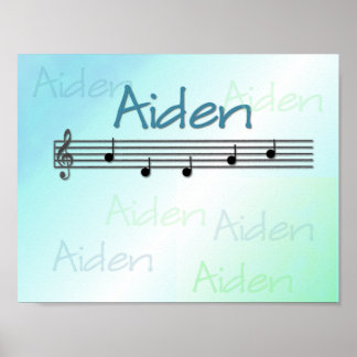 Aiden Musical Name Nursery Room Poster