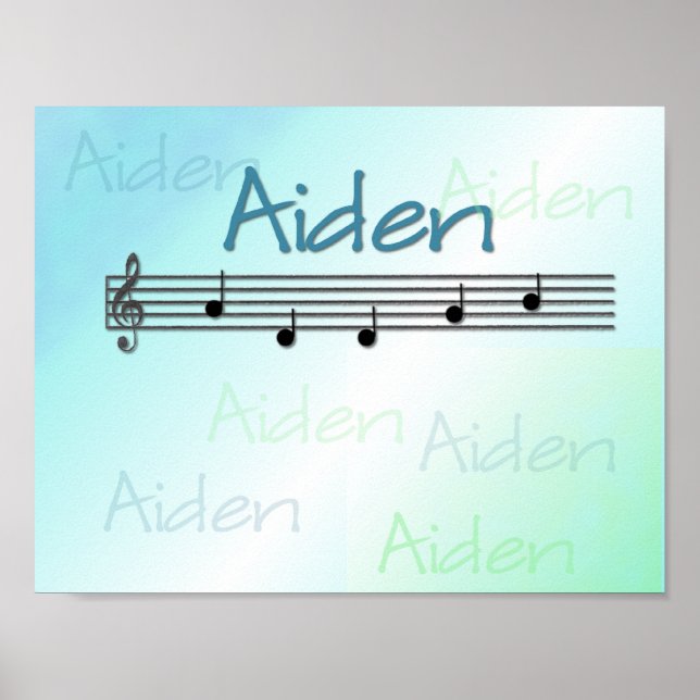 Aiden Musical Name Nursery Room Poster (Frente)