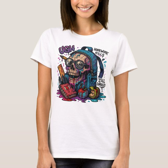 Ainda Matriculada? Camiseta Skull Backpack para El (Frente)