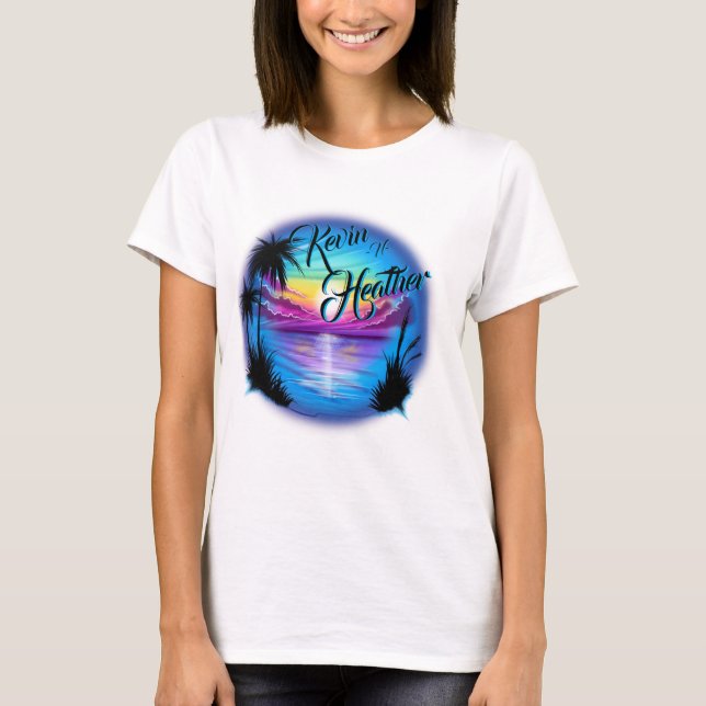 Airbrush Beach Scene T-Shirt (Frente)