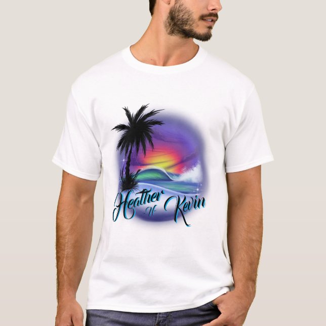 Airbrush Beach Scene T-Shirt (Frente)