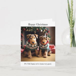 Airedale Puppies Cartão de Natal