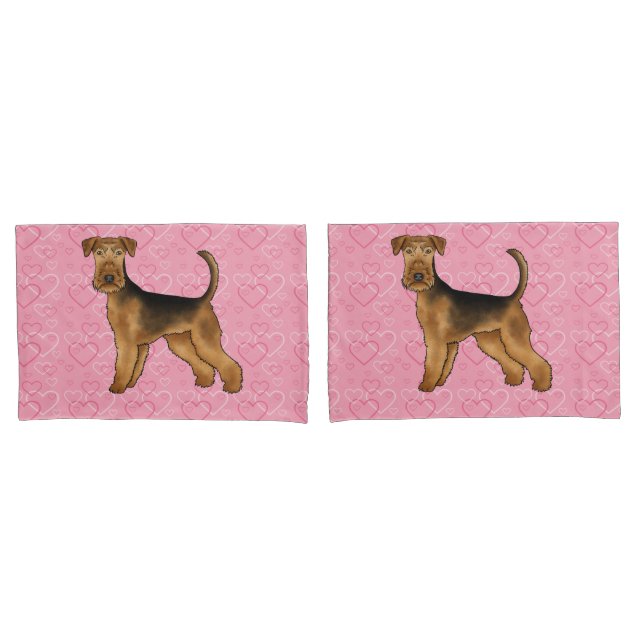 Airedale Terrier Cachorro Fofo Amor Com Corações R (Frente - conjunto)