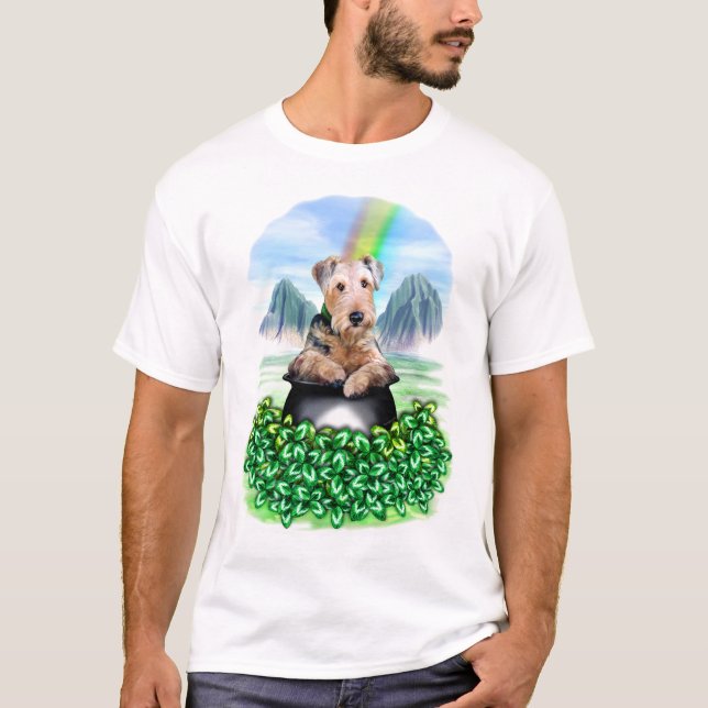Airedale Terrier Pote de T-Shirt Dourado (Frente)