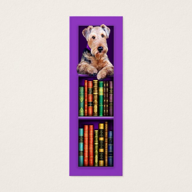 Airedale Terrier Purple Bookmark (Frente)