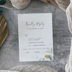 Airy Greenery e Dourada Leaf Menu Choice Cartão RS
