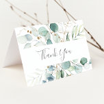 Airy Greenery e Dourado Cartões de agradecimentos<br><div class="desc">Este verduras e cartões de agradecimentos de folha de ouro são perfeitos para um casamento moderno. O elegante design botânico apresenta uma aquarela clara e arejada, eucalipto, acentuado com folhas de brilho de ouro branco. Personalize o dentro da placa com seus nomes e uma mensagem de obrigado. Como alternativa, deixe...</div>