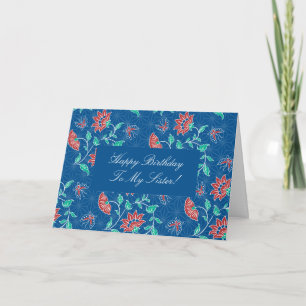 Aiyana Floral Batik Parabéns Cartão Irmã
