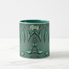 AJAY ~ Zany 3D Fractal ~ Caneca 3D Verde