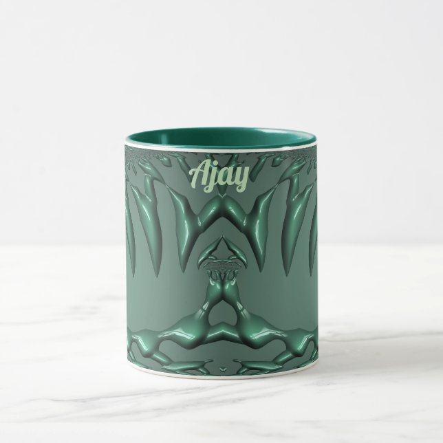 AJAY ~ Zany 3D Fractal ~ Caneca 3D Verde (Centro)