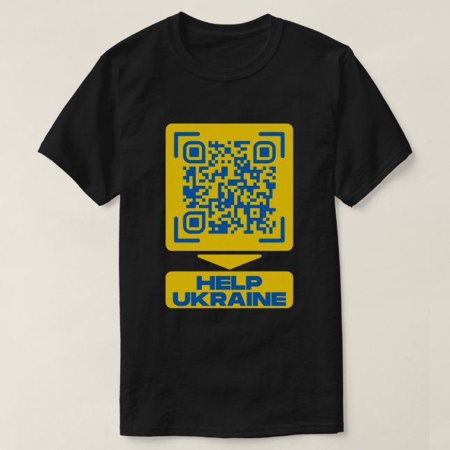 Ajuda à Ucrânia Código QR T-Shirt (Frente do Design)