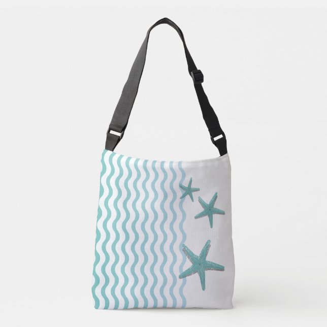 Ajustável Abstrato Teal Seaside com Bolsa de Starfish (Frente)