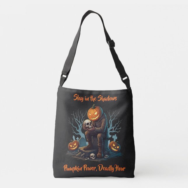 Ajustável 🖤 Black Pumpkin King Halloween Bolsa 🎃 (Verso)