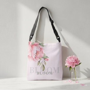 Ajustável Blush Rosa Peônia Floral Bolsa Elegante de Aquar