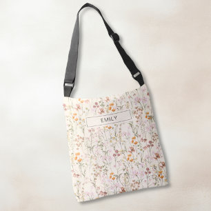 Ajustável Boho Wildflower All-Over-Impressão Beige Bolsa