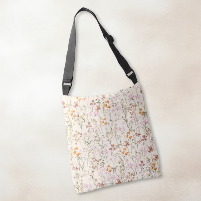 Ajustável Boho Wildflower All-Over-Impressão Beige Bolsa (Criador carregado)
