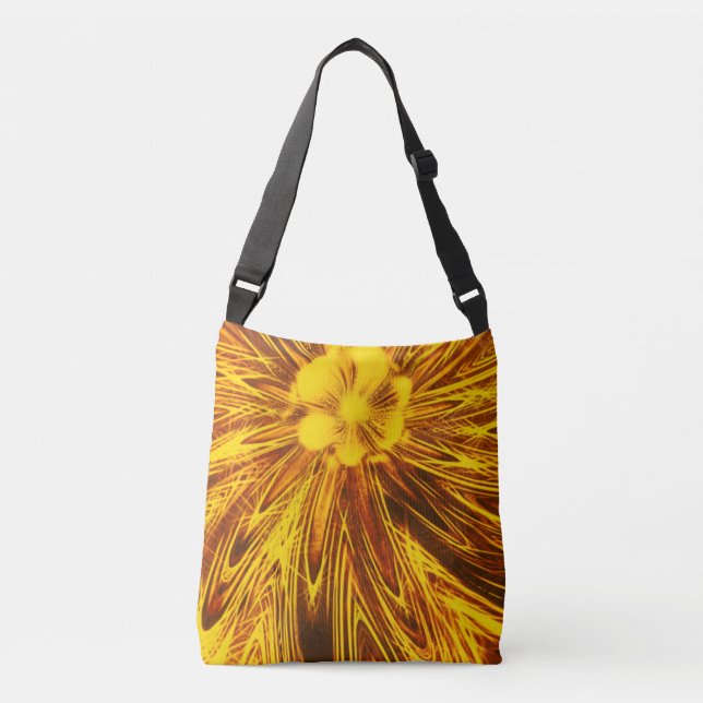 Ajustável Bolsa Abstrato de Linhas Flor Amarelo (Frente)