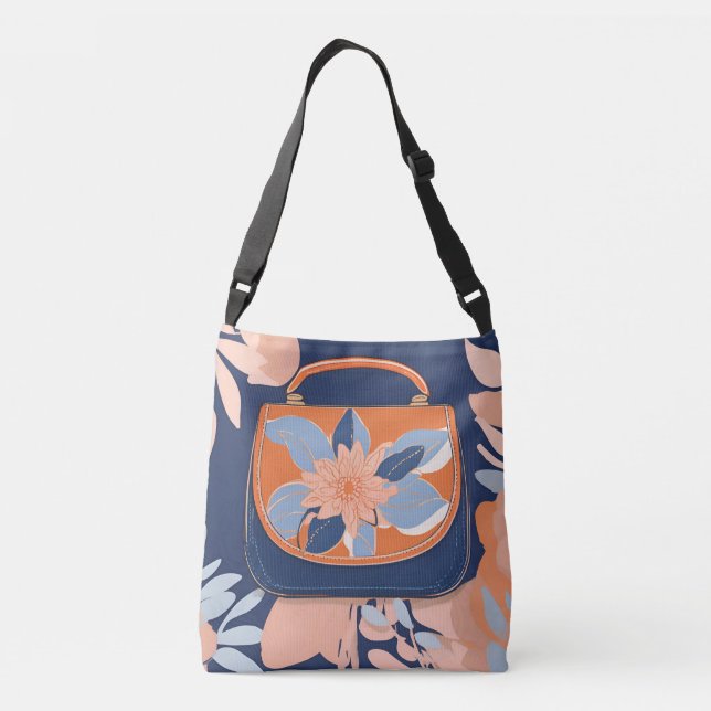 Ajustável Bolsa Azul Laranja Tropical arte de IA (Verso)