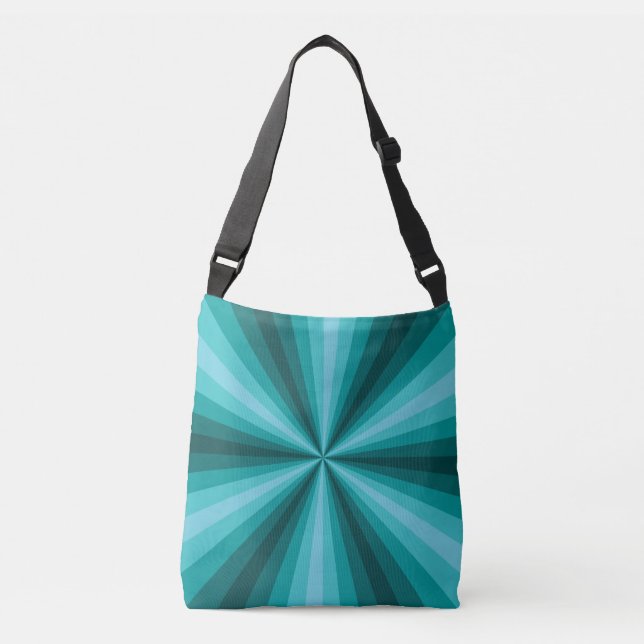 Ajustável Bolsa com Estampa Total de Ilusão Óptica Aqua (Frente)