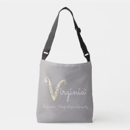 Ajustável Bolsa com monograma V significado do nome Virgínia