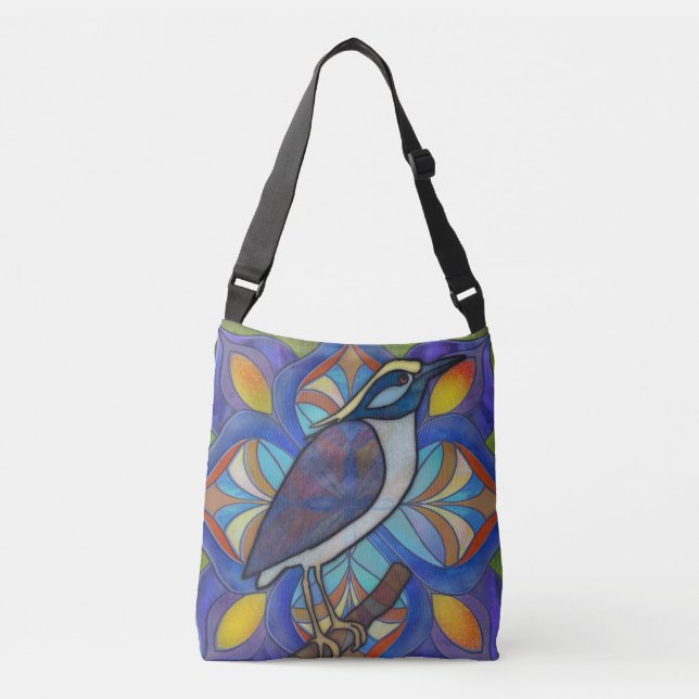Ajustável Bolsa com pássaro de vidro colorido (Frente)