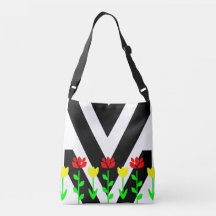 Bolsa de Arte Floral Moderna Chevron e Flores
