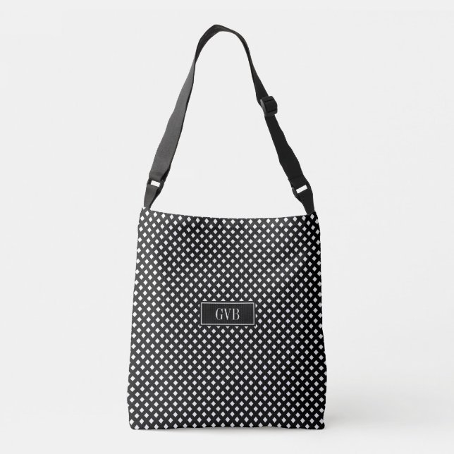 Ajustável Bolsa de Corpo Moderno de Gingham Negro e Branco (Verso)