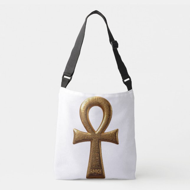 Ajustável Bolsa Elegante com Símbolo Egípcio Ankh  (Frente)