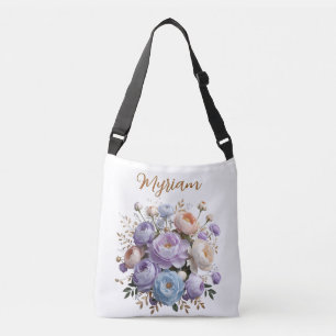 Ajustável Bolsa Elegante de Peônia Dourada com Monograma tra