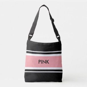 Ajustável Bolsa Elegante Preta Rosa e Branca