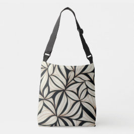 Ajustável Bolsa Floral de Corpo Negro e Creme