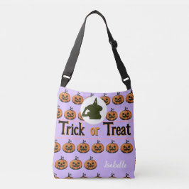 Ajustável Bolsa halloween trick ou trata whit name violet