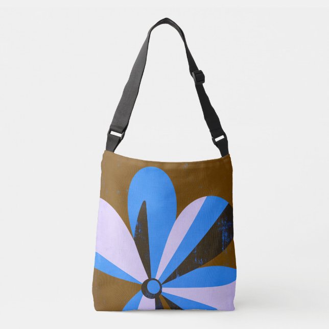 Ajustável Bolsa Moderna Abstracta Floral em Azul (Frente)