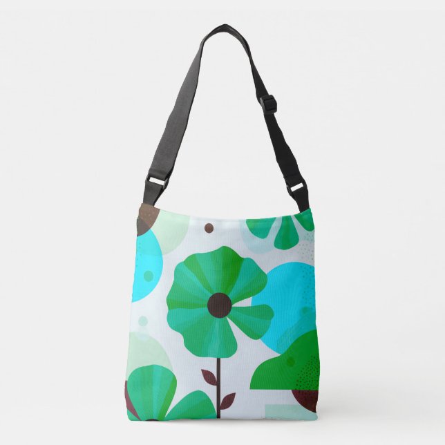 Ajustável Bolsa Moderna de Floral Verde Fresca (Frente)