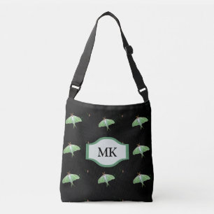 Ajustável Bolsa Monograma Preto com Padrão de Mariposa Luna