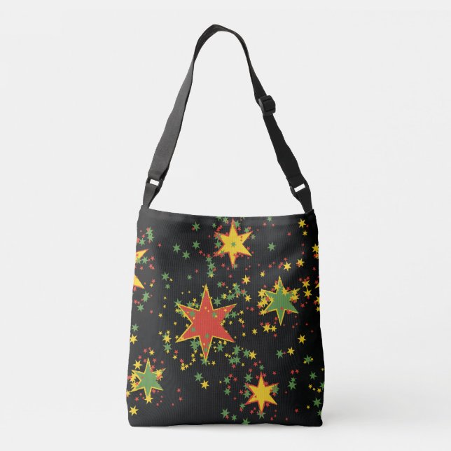 Ajustável Bolsa Rasta Stars Cross Body (Verso)