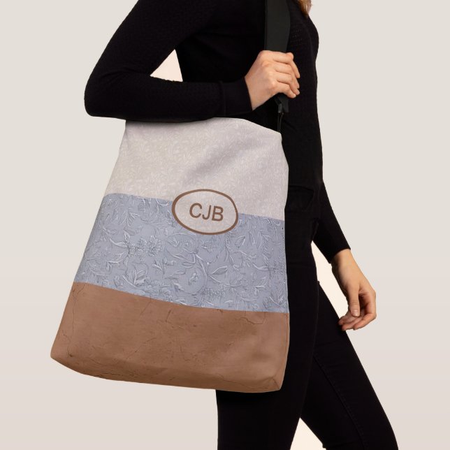 Ajustável Bolsa Stylish Cinza, Marfim e Marrom (Close Up)