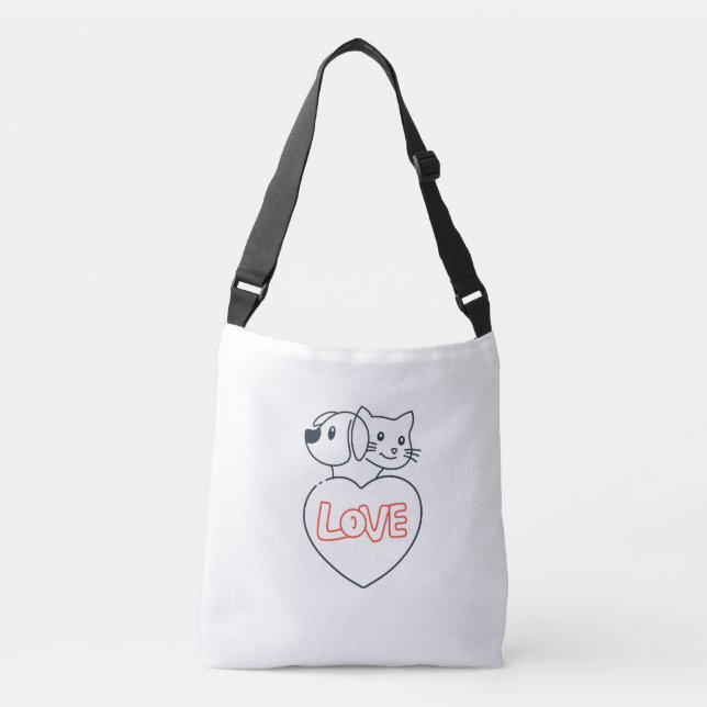 Ajustável Bolsa transversal amor animais de estimação (Frente)