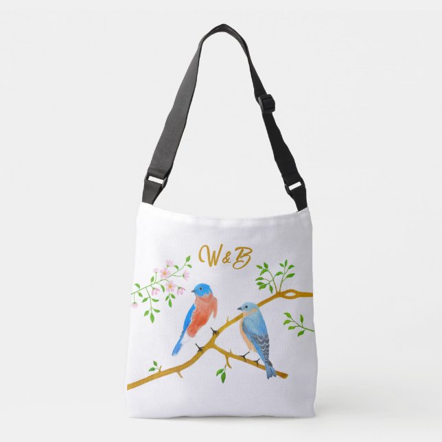 Ajustável Bolsa transversal Bluebirds branca (Frente)